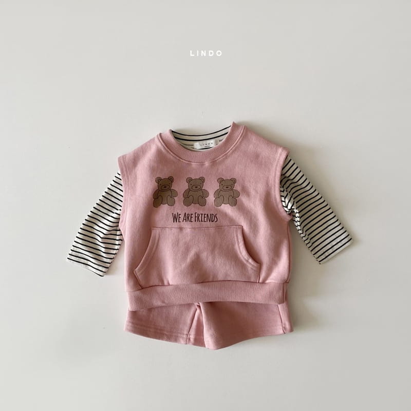 LINDO - Korean Children Fashion - #Kfashion4kids - 3 Bears Vest Tee Shorts Set - 5