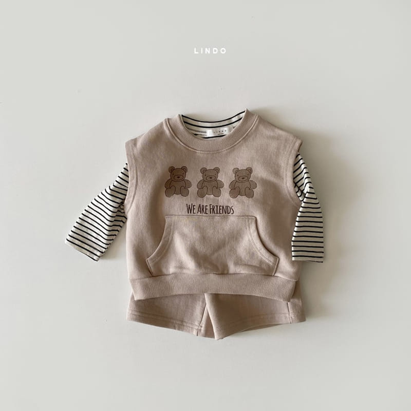 LINDO - Korean Children Fashion - #Kfashion4kids - 3 Bears Vest Tee Shorts Set - 9