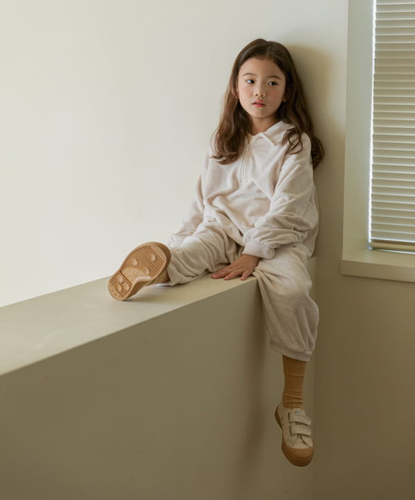 LITTLE COLLI - Korean Children Fashion - #Kfashion4kids - Collar Zipper Top Bottom Set - 10