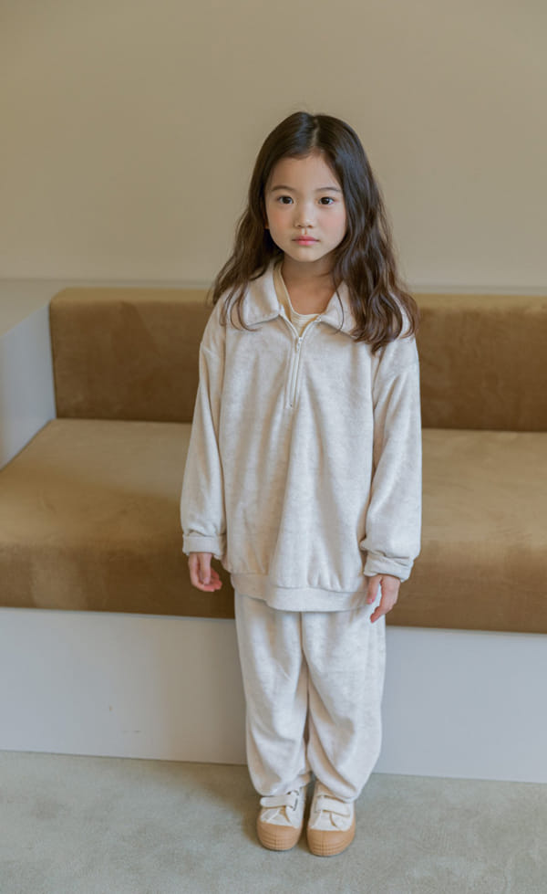LITTLE COLLI - Korean Children Fashion - #Kfashion4kids - Collar Zipper Top Bottom Set - 12