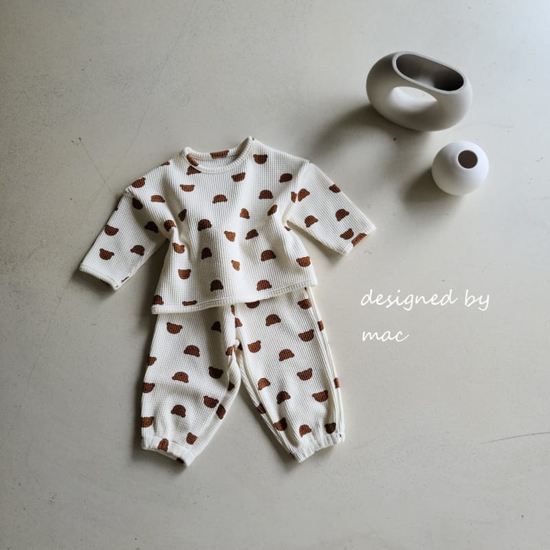MAC - Korean Children Fashion - #Kfashion4kids - Waffle Bear Top Bottom Set