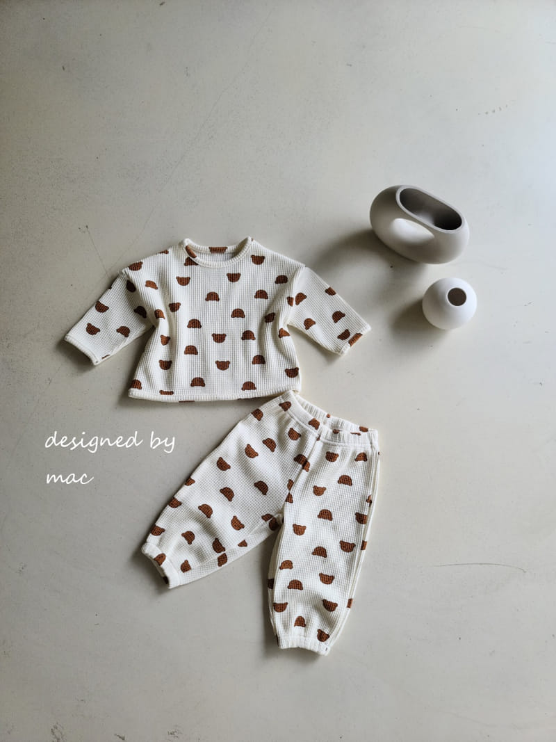 MAC - Korean Children Fashion - #Kfashion4kids - Waffle Bear Top Bottom Set - 2