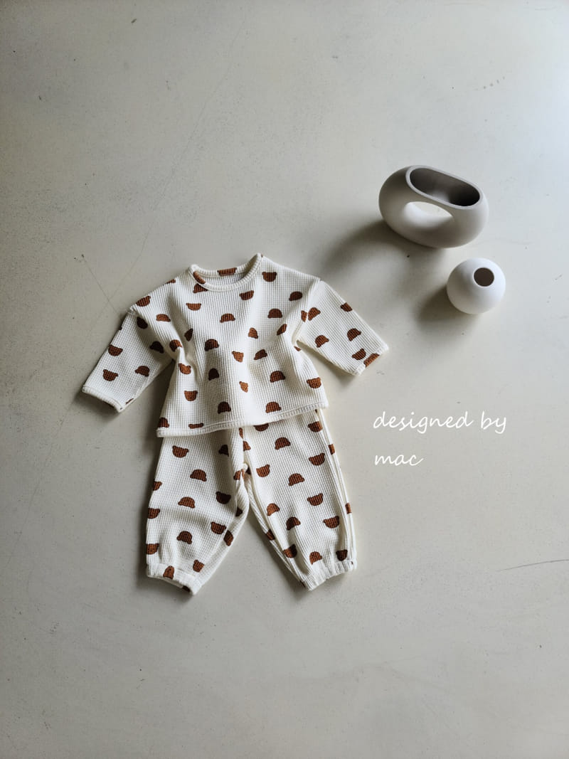 MAC - Korean Children Fashion - #Kfashion4kids - Waffle Bear Top Bottom Set - 5