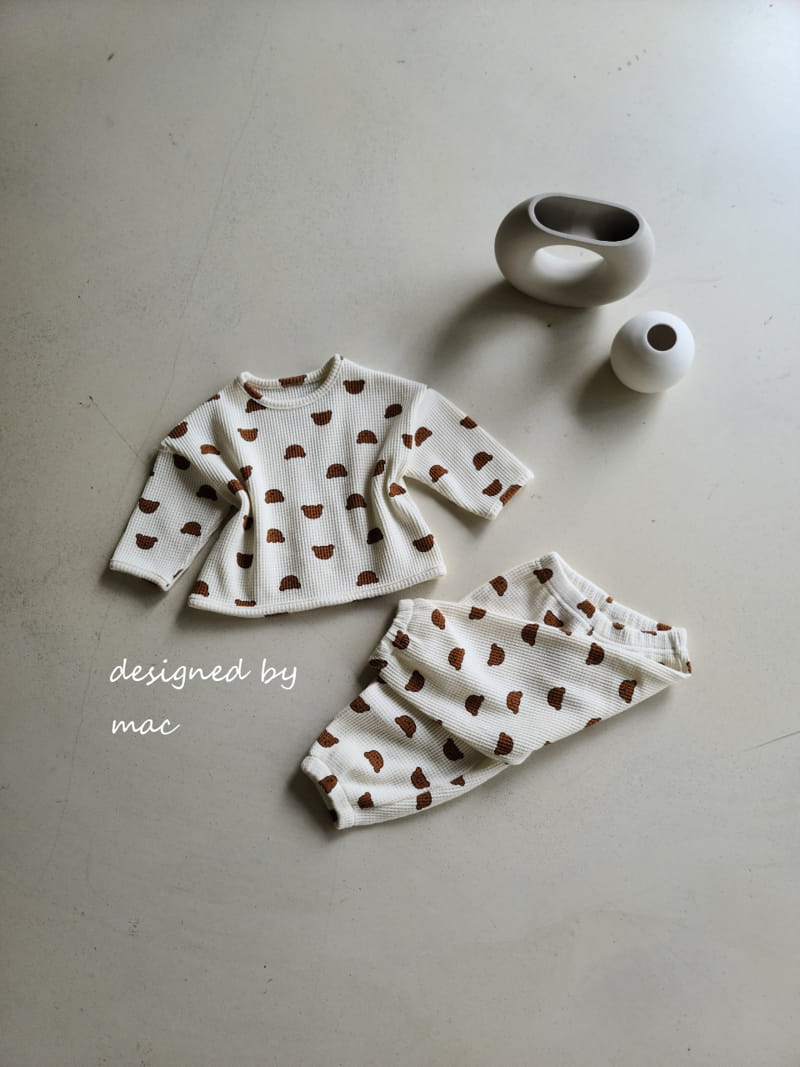 MAC - Korean Children Fashion - #Kfashion4kids - Waffle Bear Top Bottom Set - 6