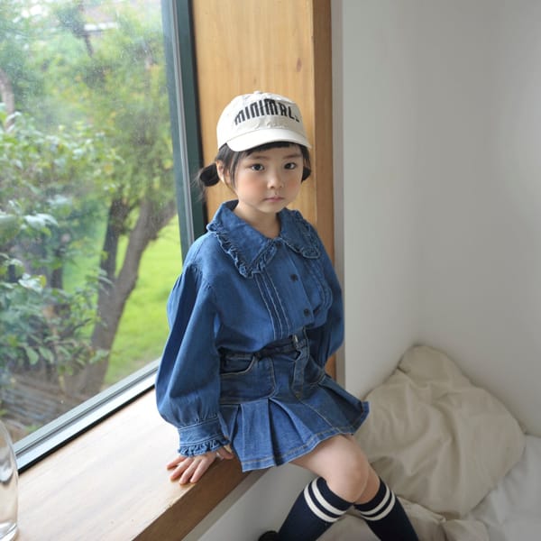 MOMO ANN - Korean Children Fashion - #Kfashion4kids - Denim Pintuck Blouse