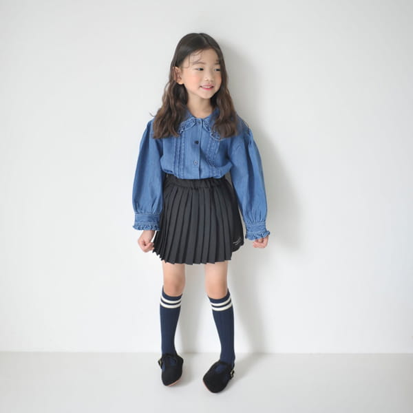 MOMO ANN - Korean Children Fashion - #Kfashion4kids - Denim Pintuck Blouse - 2