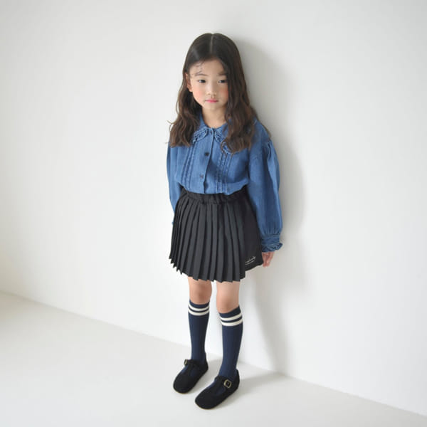 MOMO ANN - Korean Children Fashion - #Kfashion4kids - Denim Pintuck Blouse - 3