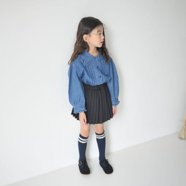 MOMO ANN - Korean Children Fashion - #Kfashion4kids - Denim Pintuck Blouse - 4