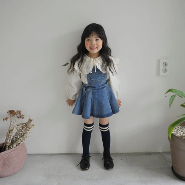 MOMO ANN - Korean Children Fashion - #Kfashion4kids - Chelsey Denim Suspender Skirt - 7