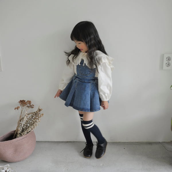 MOMO ANN - Korean Children Fashion - #Kfashion4kids - Chelsey Denim Suspender Skirt - 8
