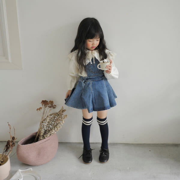 MOMO ANN - Korean Children Fashion - #Kfashion4kids - Chelsey Denim Suspender Skirt - 9