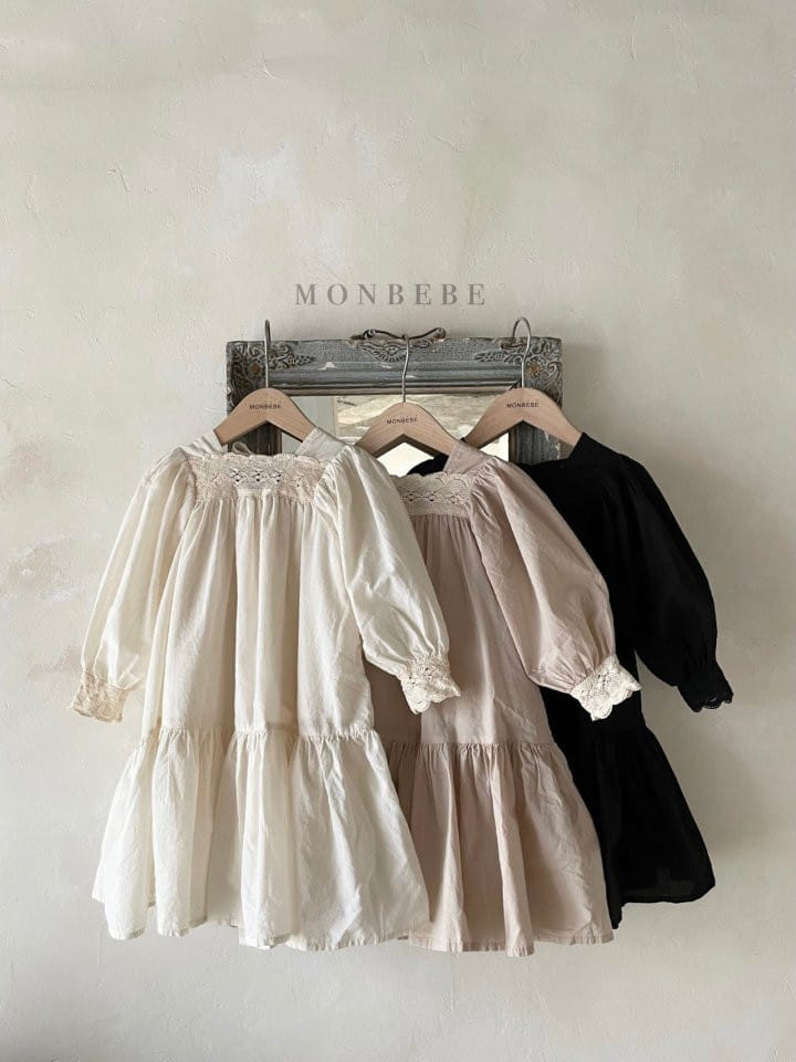 MONBEBE - Korean Children Fashion - #Kfashion4kids - Lace Rosa One-piece