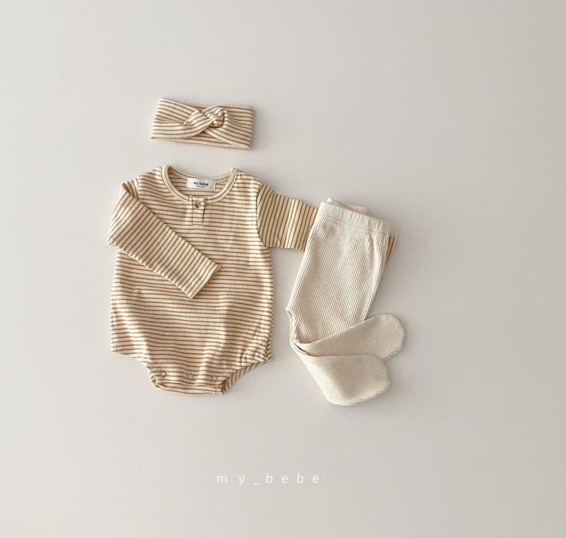MY BEBE - Korean Children Fashion - #Kfashion4kids - Fall Spandex Bodysuit with Hairband - 6