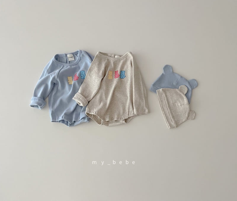MY BEBE - Korean Children Fashion - #Kfashion4kids - Jelly Bear Bodysuit with Binnet