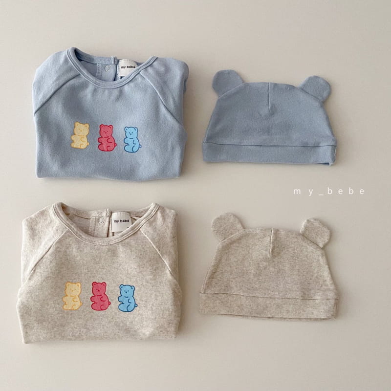 MY BEBE - Korean Children Fashion - #Kfashion4kids - Jelly Bear Bodysuit with Binnet - 12