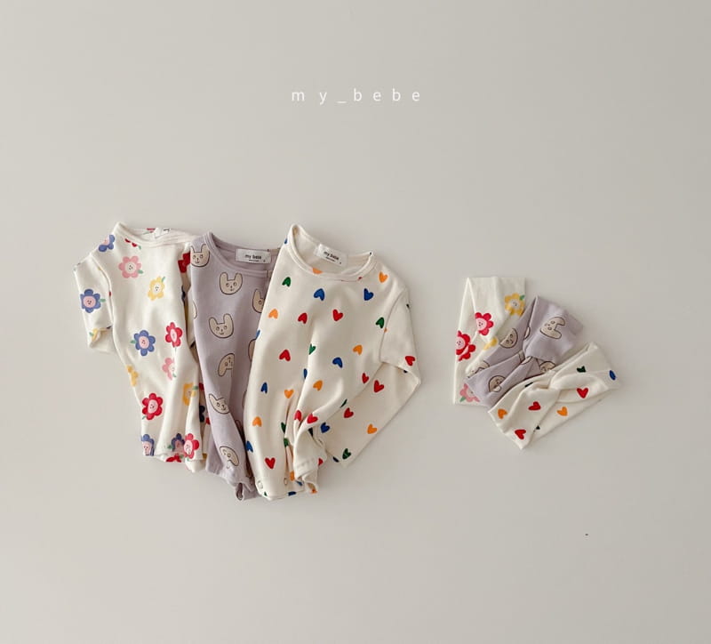 MY BEBE - Korean Children Fashion - #Kfashion4kids - Love Bodysuit with Hairband - 11