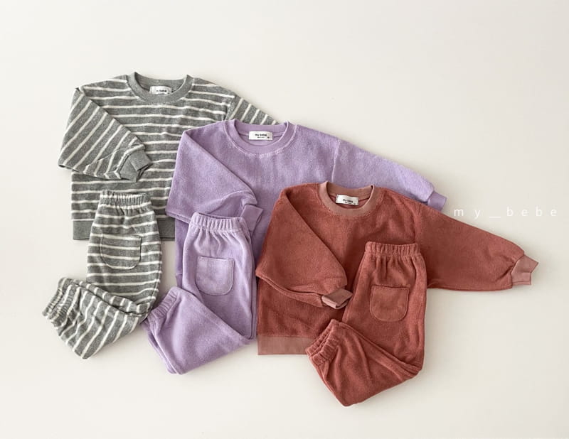 MY BEBE - Korean Children Fashion - #Kfashion4kids - Terry Top Bottom Set - 12