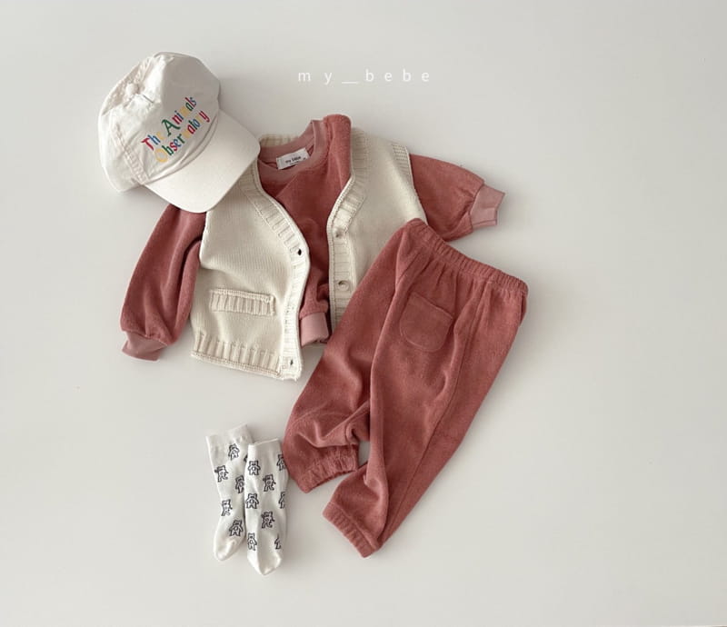 MY BEBE - Korean Children Fashion - #Kfashion4kids - Terry Top Bottom Set - 3