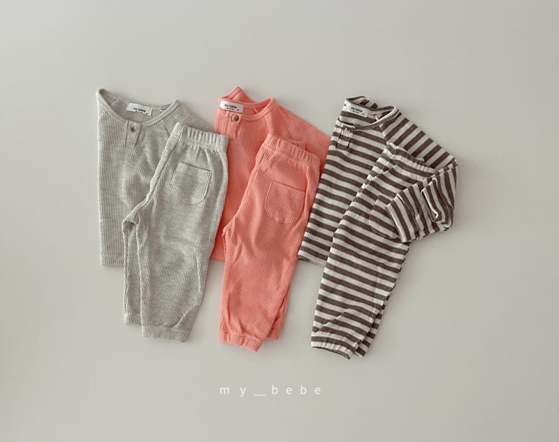MY BEBE - Korean Children Fashion - #Kfashion4kids - Fall Waffle Top Bottom Set