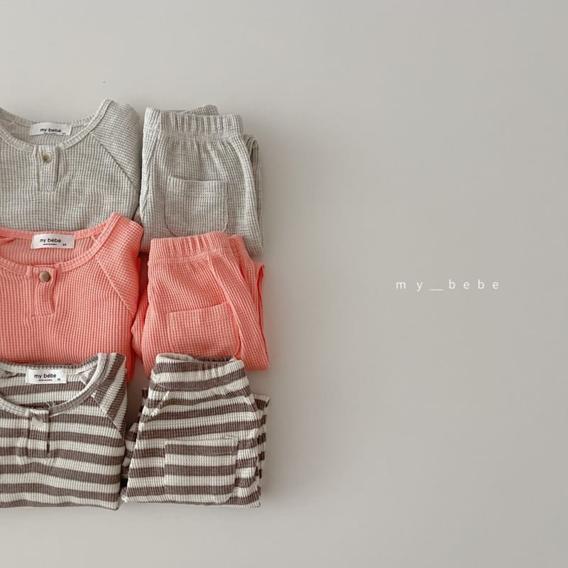 MY BEBE - Korean Children Fashion - #Kfashion4kids - Fall Waffle Top Bottom Set - 11