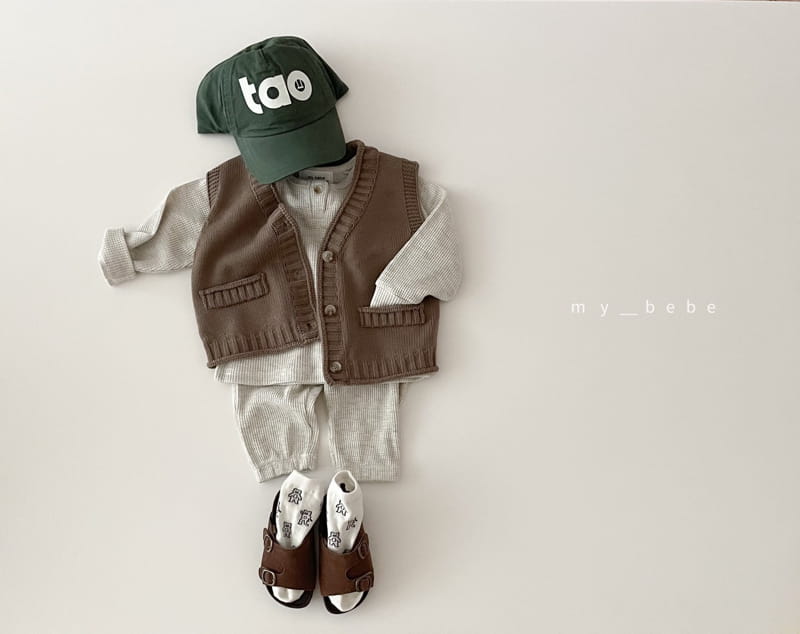 MY BEBE - Korean Children Fashion - #Kfashion4kids - Fall Waffle Top Bottom Set - 3