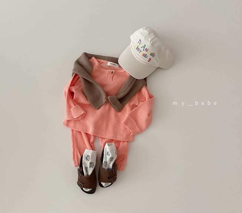 MY BEBE - Korean Children Fashion - #Kfashion4kids - Fall Waffle Top Bottom Set - 4