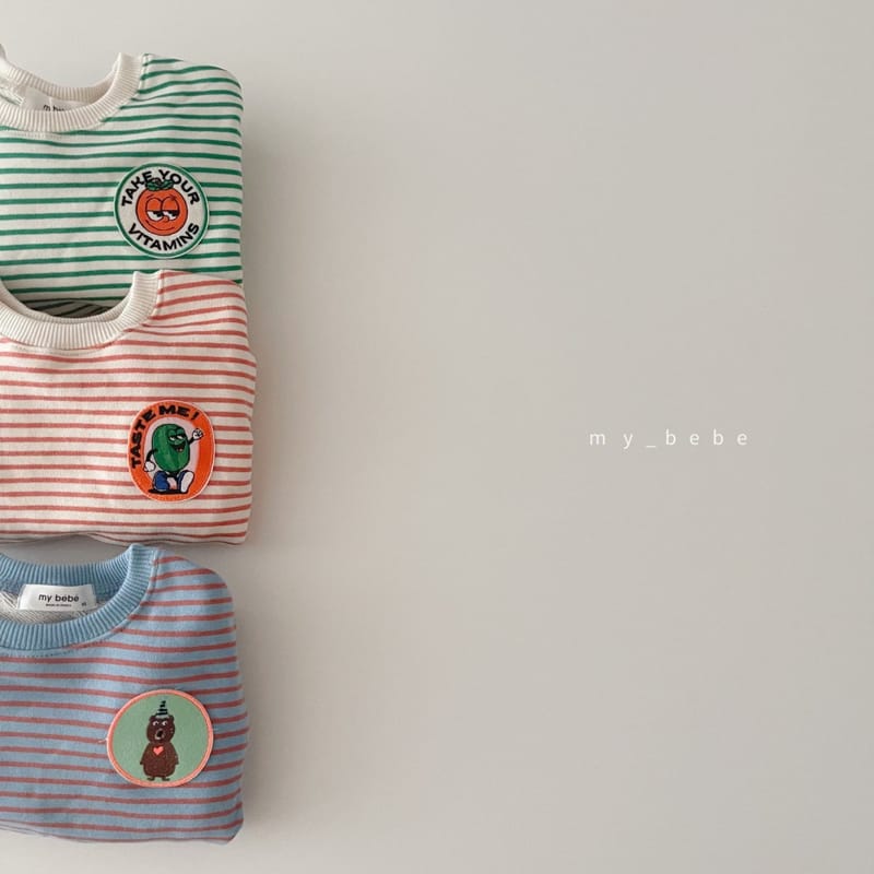 MY BEBE - Korean Children Fashion - #Kfashion4kids - Wappen Stripes Sweatshirt - 10