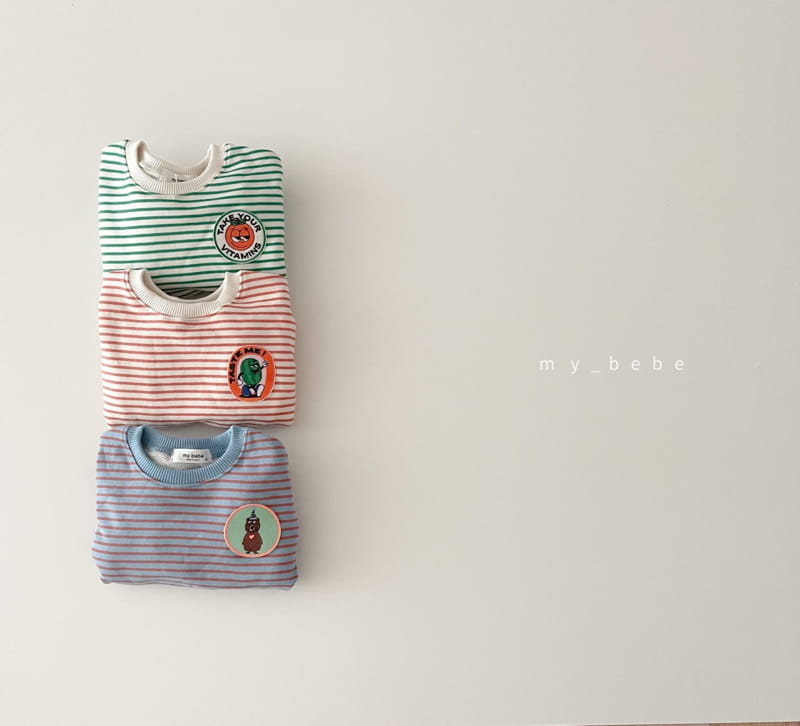 MY BEBE - Korean Children Fashion - #Kfashion4kids - Wappen Stripes Sweatshirt - 2