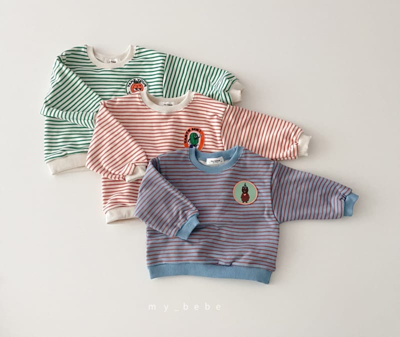 MY BEBE - Korean Children Fashion - #Kfashion4kids - Wappen Stripes Sweatshirt - 3