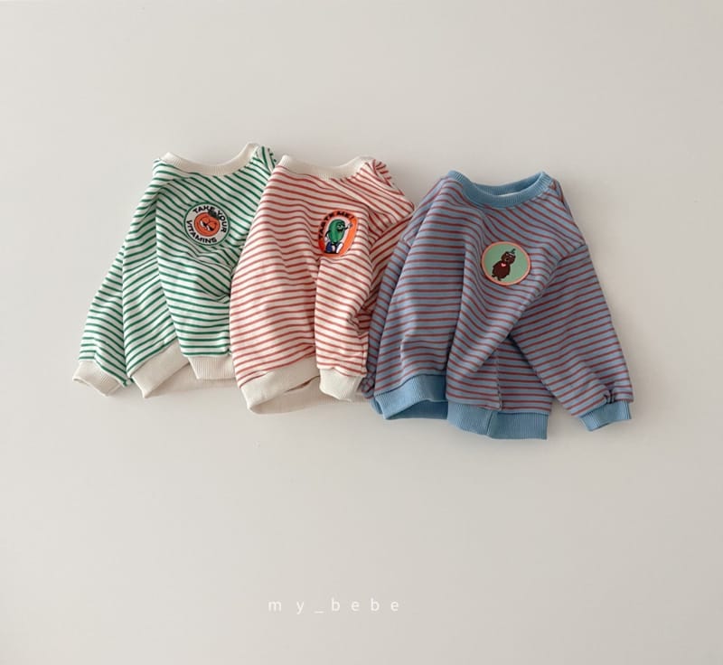 MY BEBE - Korean Children Fashion - #Kfashion4kids - Wappen Stripes Sweatshirt - 4