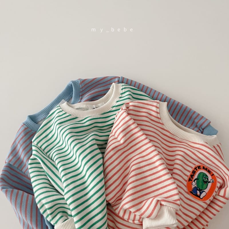 MY BEBE - Korean Children Fashion - #Kfashion4kids - Wappen Stripes Sweatshirt - 9