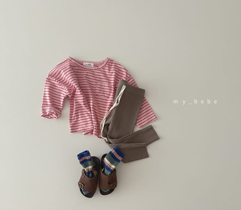 MY BEBE - Korean Children Fashion - #Kfashion4kids - Pocket Stripes Tee