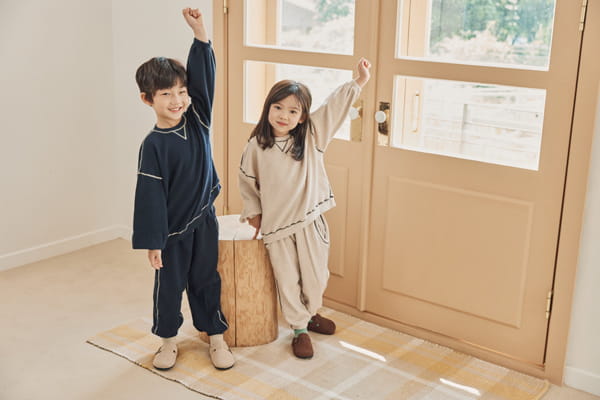 NRK - Korean Children Fashion - #Kfashion4kids - Waffle Odd Top Bottom Set - 10