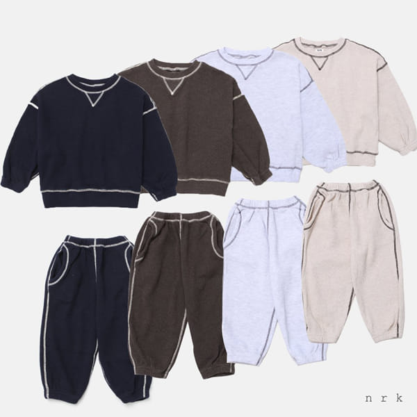 NRK - Korean Children Fashion - #Kfashion4kids - Waffle Odd Top Bottom Set - 3