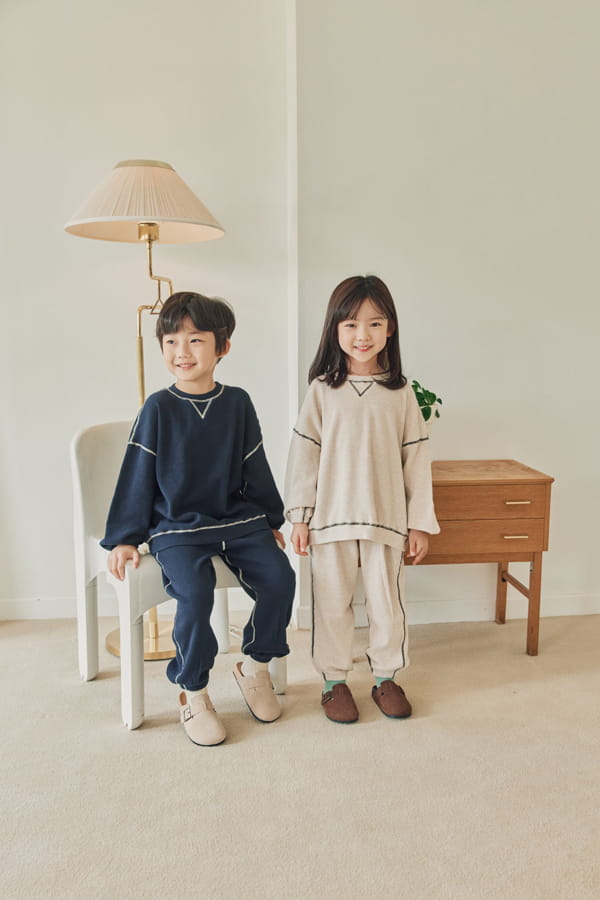 NRK - Korean Children Fashion - #Kfashion4kids - Waffle Odd Top Bottom Set - 7
