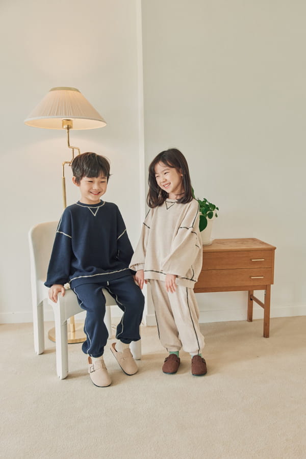 NRK - Korean Children Fashion - #Kfashion4kids - Waffle Odd Top Bottom Set - 8