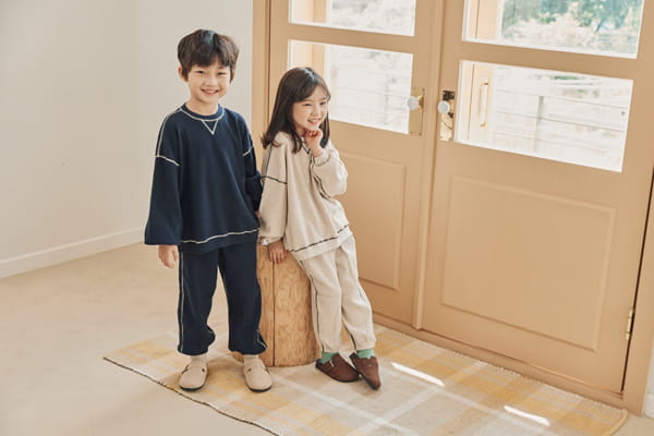 NRK - Korean Children Fashion - #Kfashion4kids - Waffle Odd Top Bottom Set - 9