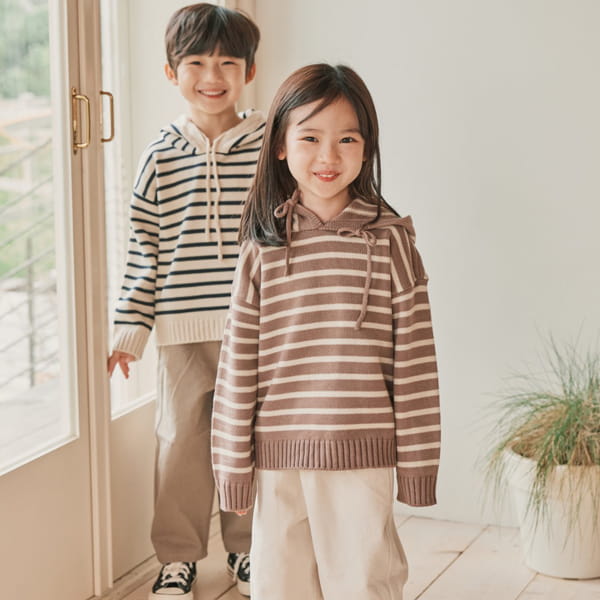 NRK - Korean Children Fashion - #Kfashion4kids - Stripe Hood Knit Pullover