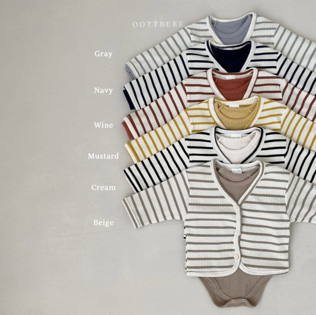 OOTT BEBE - Korean Children Fashion - #Kfashion4kids - Rib Bodysuit Cardigan Bonnet Set - 10