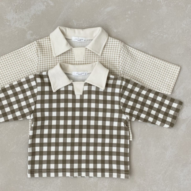 OOTT BEBE - Korean Children Fashion - #Kfashion4kids - Check Collar Tee