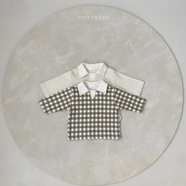 OOTT BEBE - Korean Children Fashion - #Kfashion4kids - Check Collar Tee - 3
