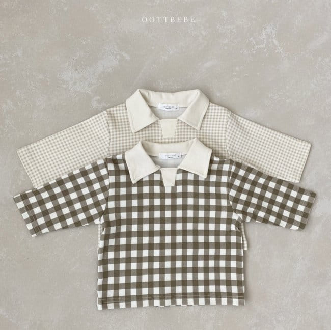 OOTT BEBE - Korean Children Fashion - #Kfashion4kids - Check Collar Tee - 4