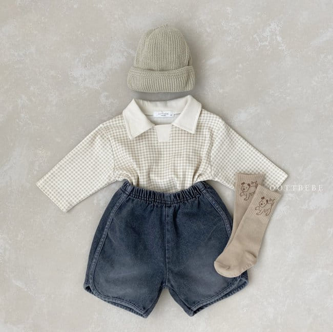 OOTT BEBE - Korean Children Fashion - #Kfashion4kids - Check Collar Tee - 5