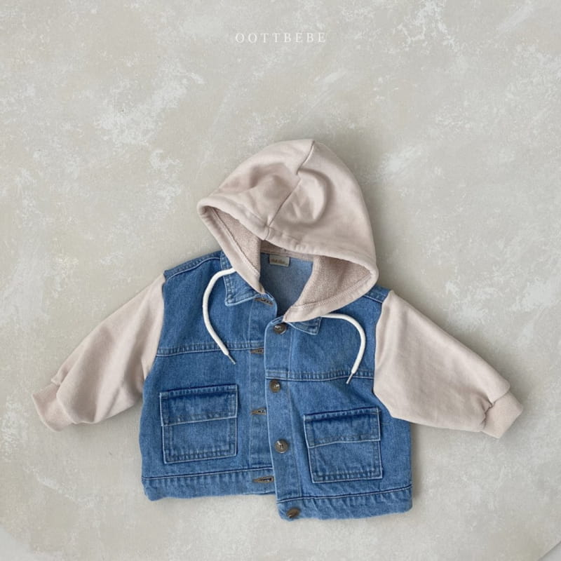 OOTT BEBE - Korean Children Fashion - #Kfashion4kids - Bong Bong Denim Hoody Jacket - 2