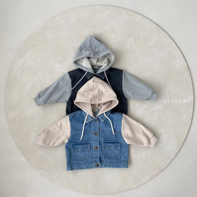 OOTT BEBE - Korean Children Fashion - #Kfashion4kids - Bong Bong Denim Hoody Jacket - 3