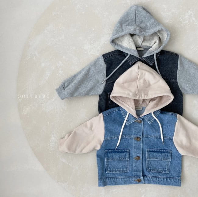 OOTT BEBE - Korean Children Fashion - #Kfashion4kids - Bong Bong Denim Hoody Jacket - 4