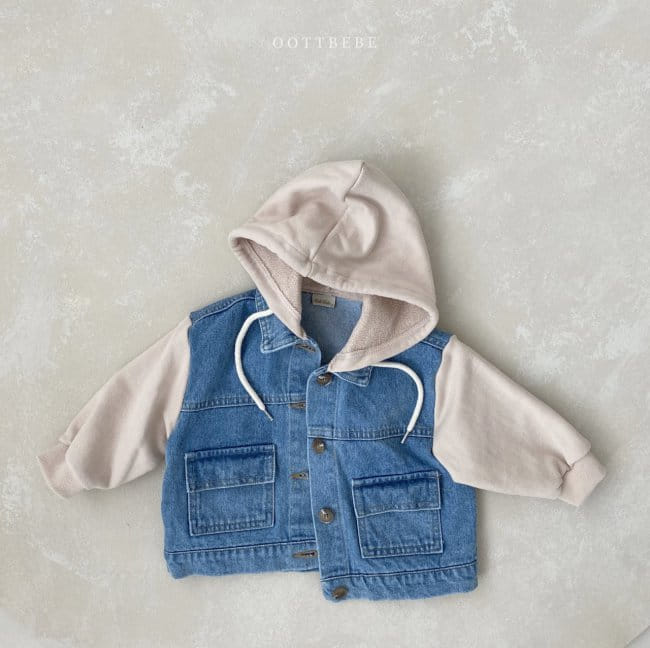 OOTT BEBE - Korean Children Fashion - #Kfashion4kids - Bong Bong Denim Hoody Jacket - 5