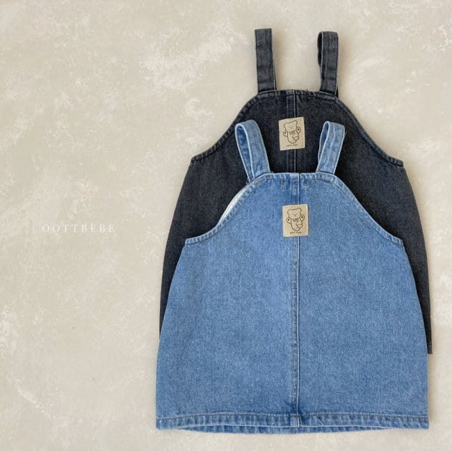 OOTT BEBE - Korean Children Fashion - #Kfashion4kids - Bong Bong Denim One-piece - 12
