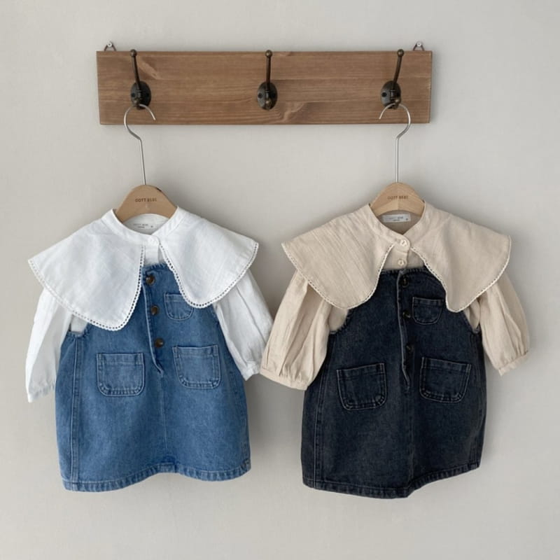 OOTT BEBE - Korean Children Fashion - #Kfashion4kids - Bong Bong Denim One-piece - 2