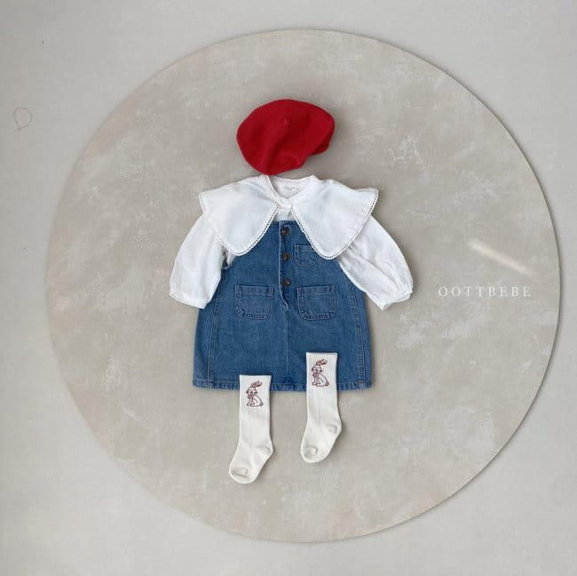 OOTT BEBE - Korean Children Fashion - #Kfashion4kids - Bong Bong Denim One-piece - 4